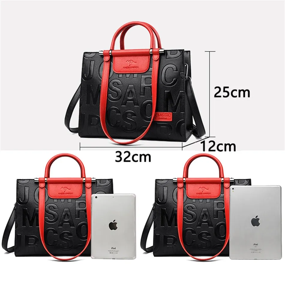 Luxury Casual Tote Letter Designer Leather Handbags for Women