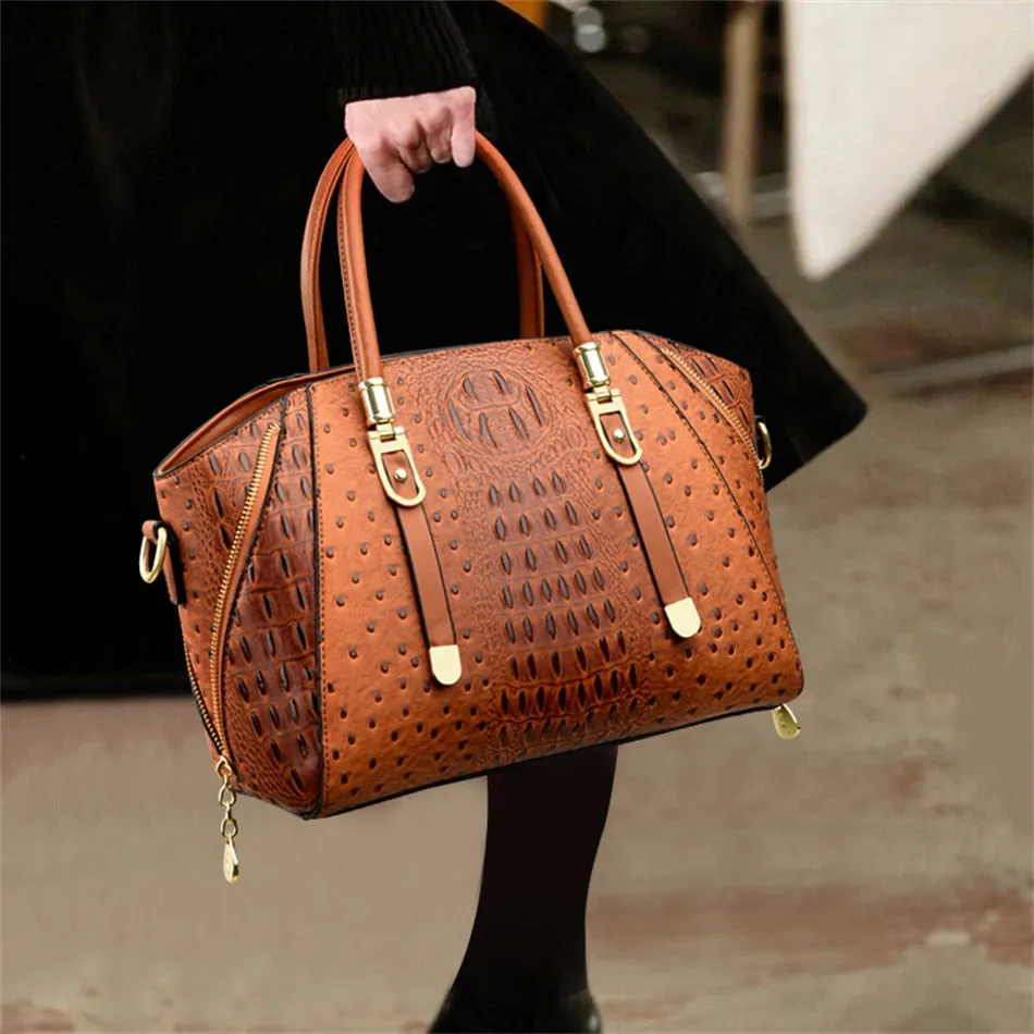 Luxury Top-handle Alligator Pattern Shoulder Crossbody Handbags for Women