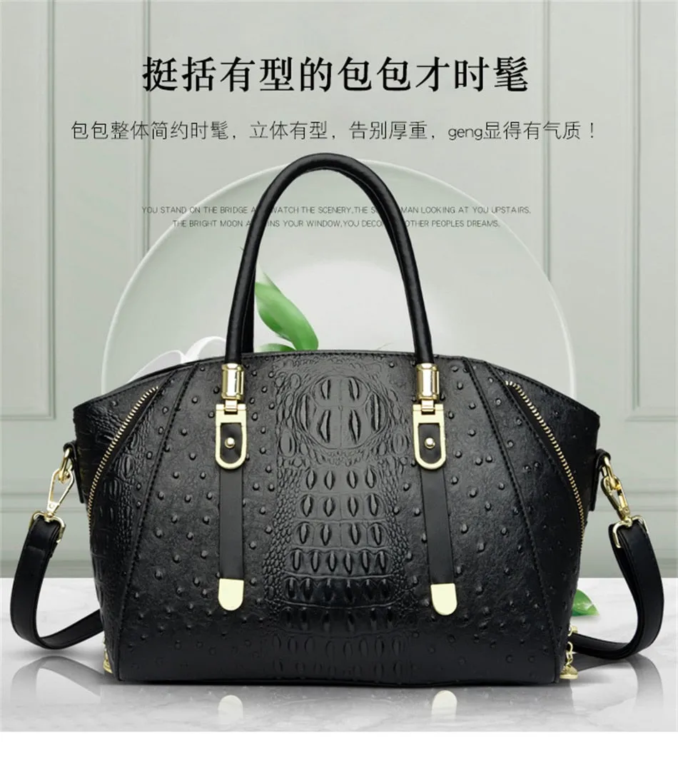 Luxury Top-handle Alligator Pattern Shoulder Crossbody Handbags for Women