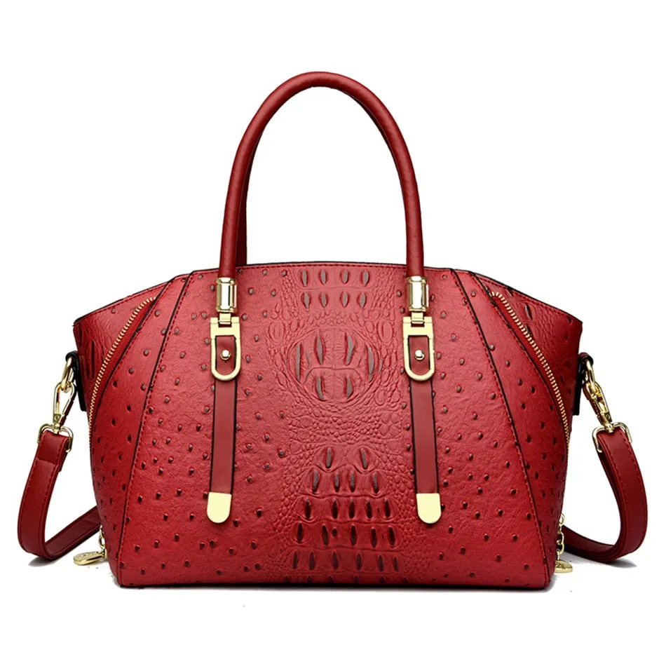 Luxury Top-handle Alligator Pattern Shoulder Crossbody Handbags for Women