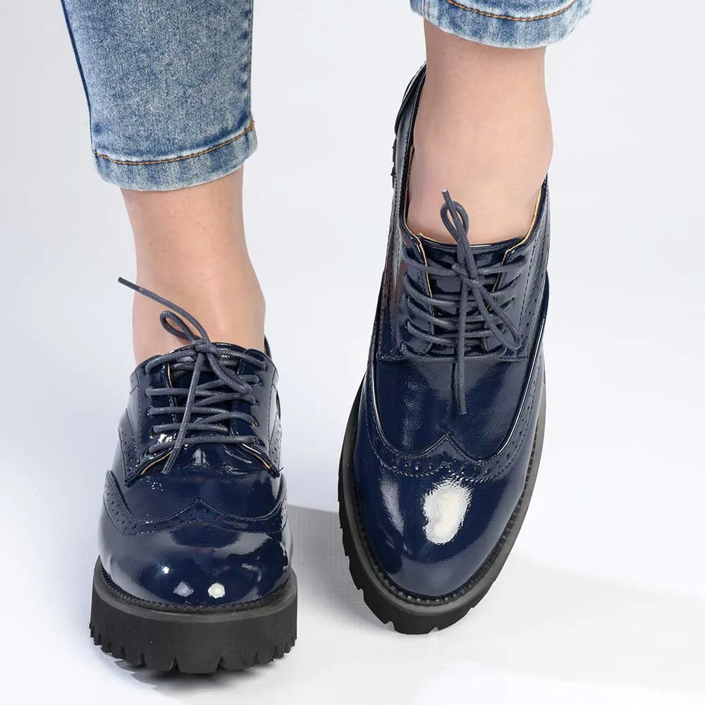 Madison Penelope Lace Up Shoe - Navy