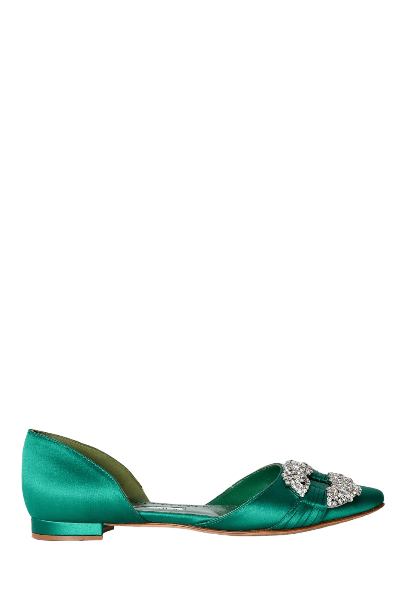 Manolo Blahnik Green Crystal Embellished Flats Size 34.5