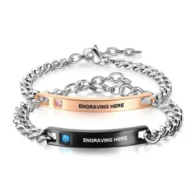 Matching Couple Bracelets With Custom Engraving