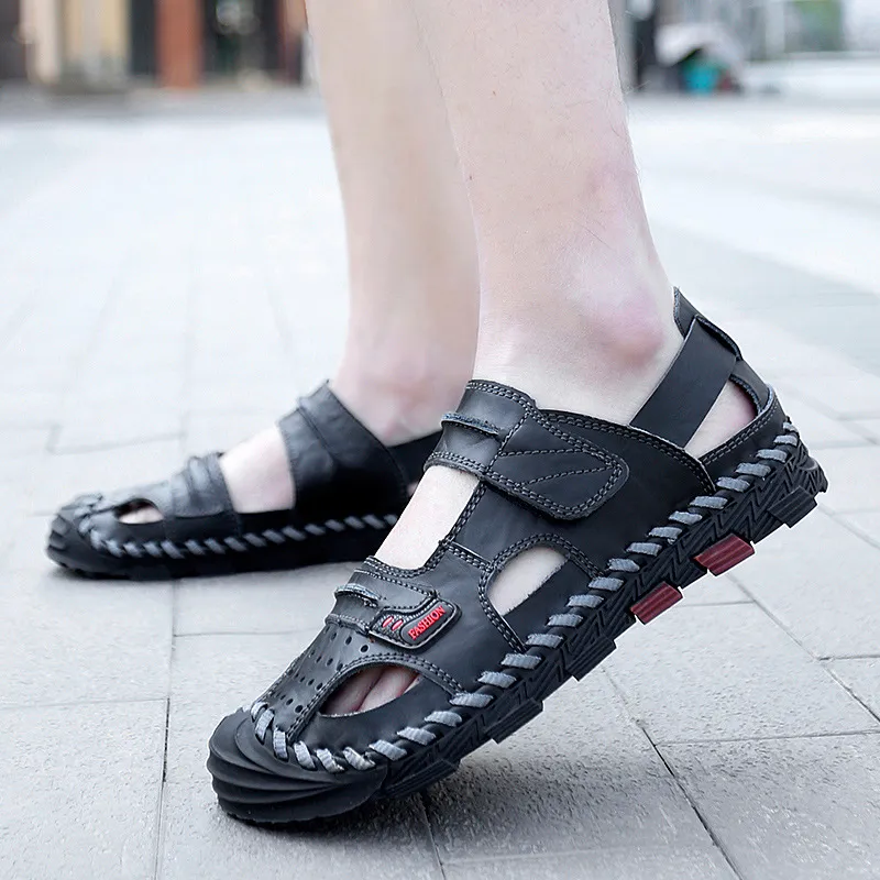 Men Cutout Velcro Sandals 