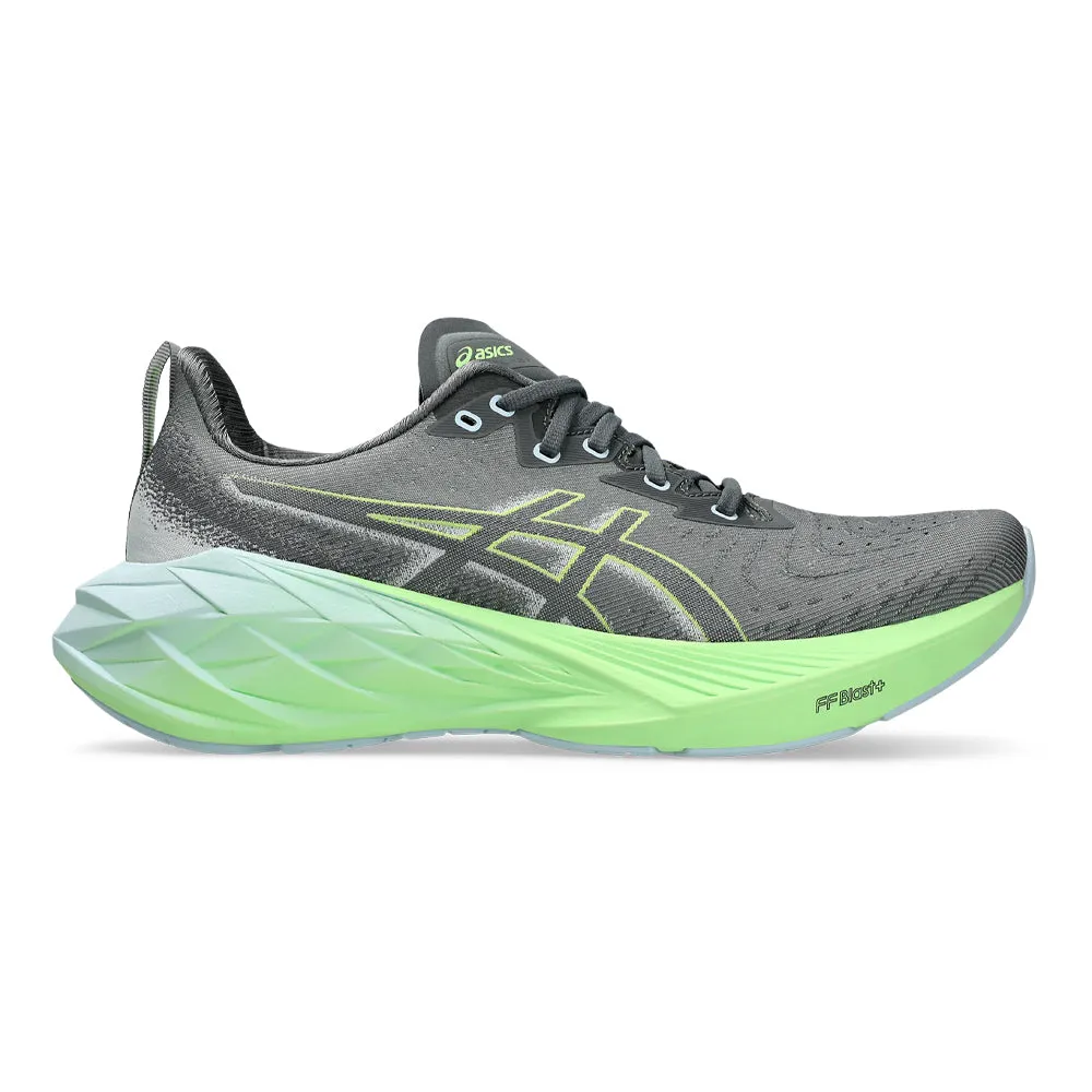 Men's Asics Novablast 4, Steel Grey/Electric Lime, 12.5 D Medium