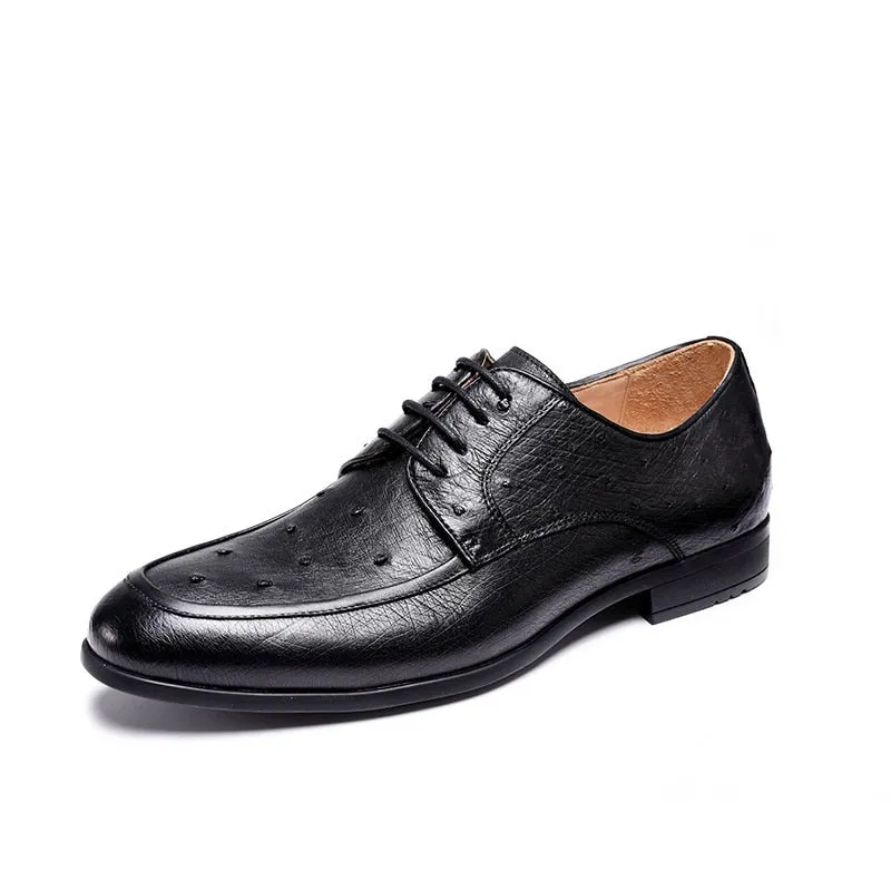 Men's Ostrich Genuine Leather Fashion Wear-Resistant Non-Slip Casual Shoes