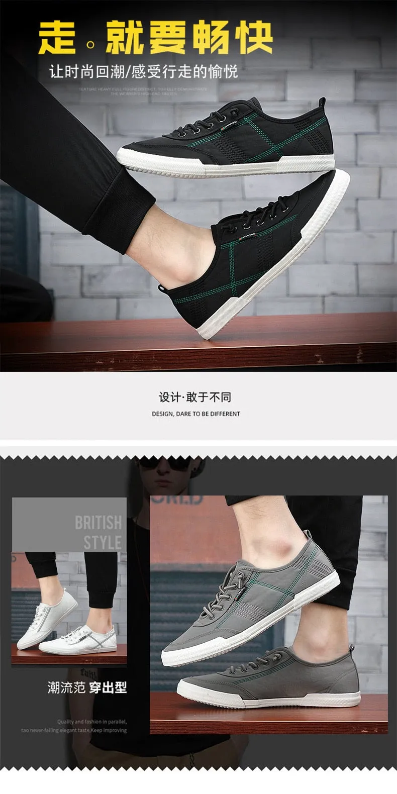 Men's Spring Style Canvas Gingham Pattern Lace Up Casual Flat Shoes