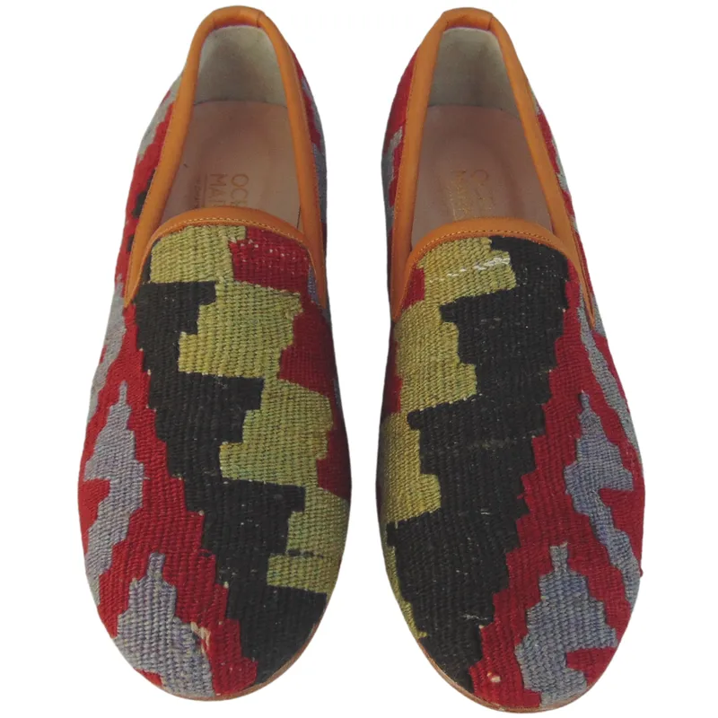 Men's Turkish Kilim Loafer Black, Red, Lime, & Lavender