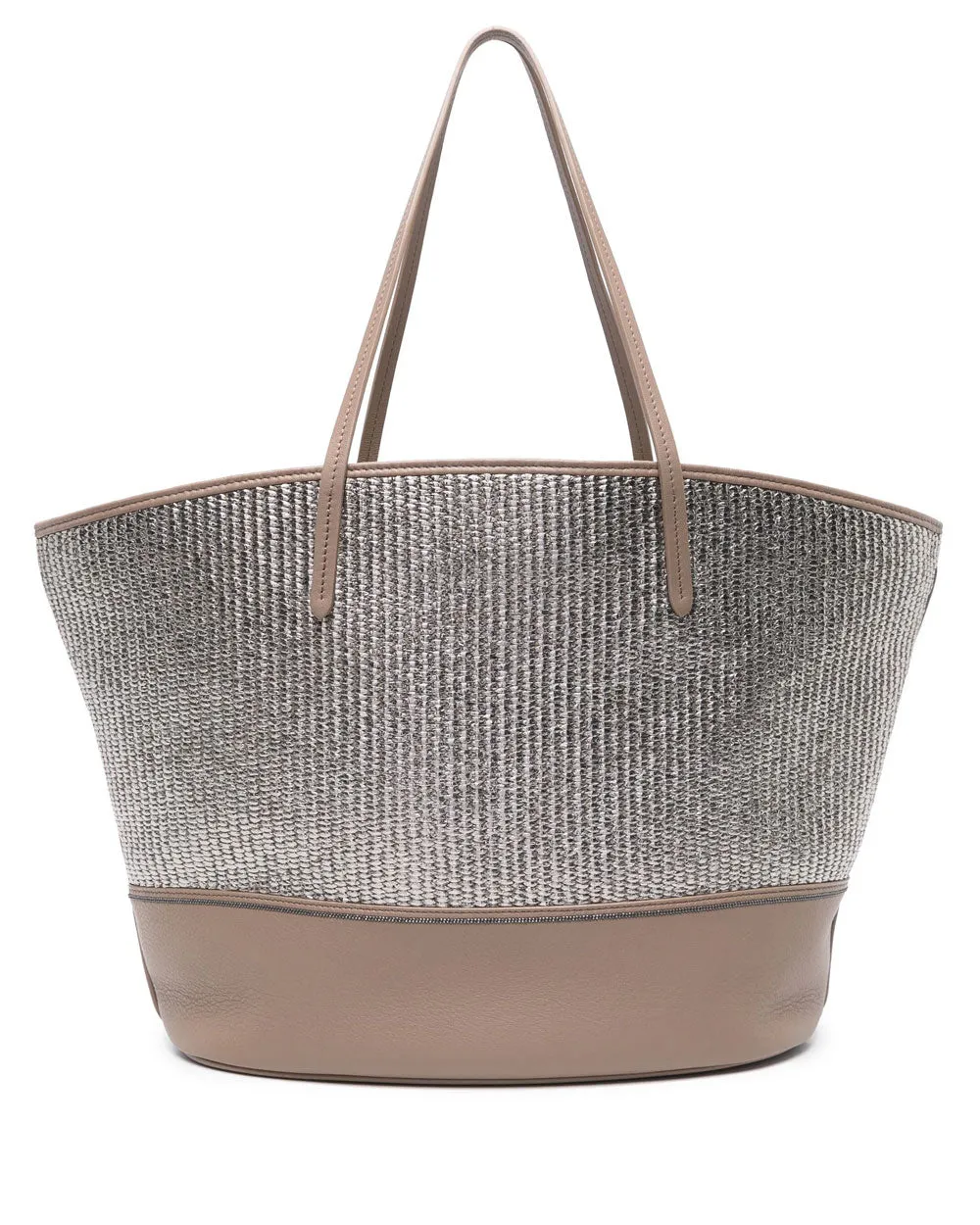 Metallic Raffa Tote in Platinum Brown