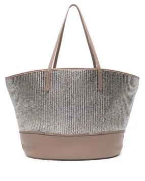 Metallic Raffa Tote in Platinum Brown