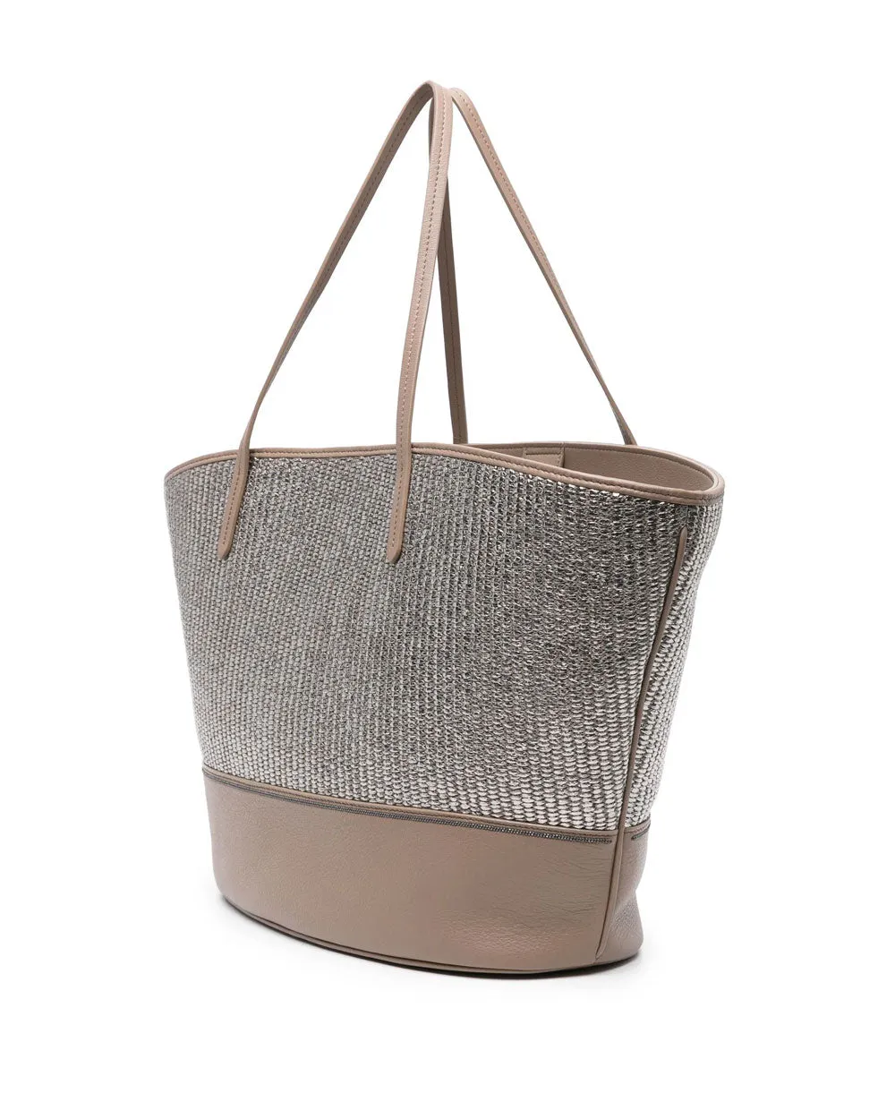 Metallic Raffa Tote in Platinum Brown