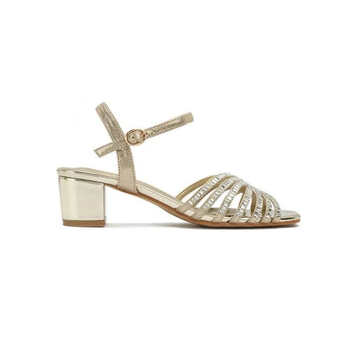 Metallic Strappy Block Heel HL 169