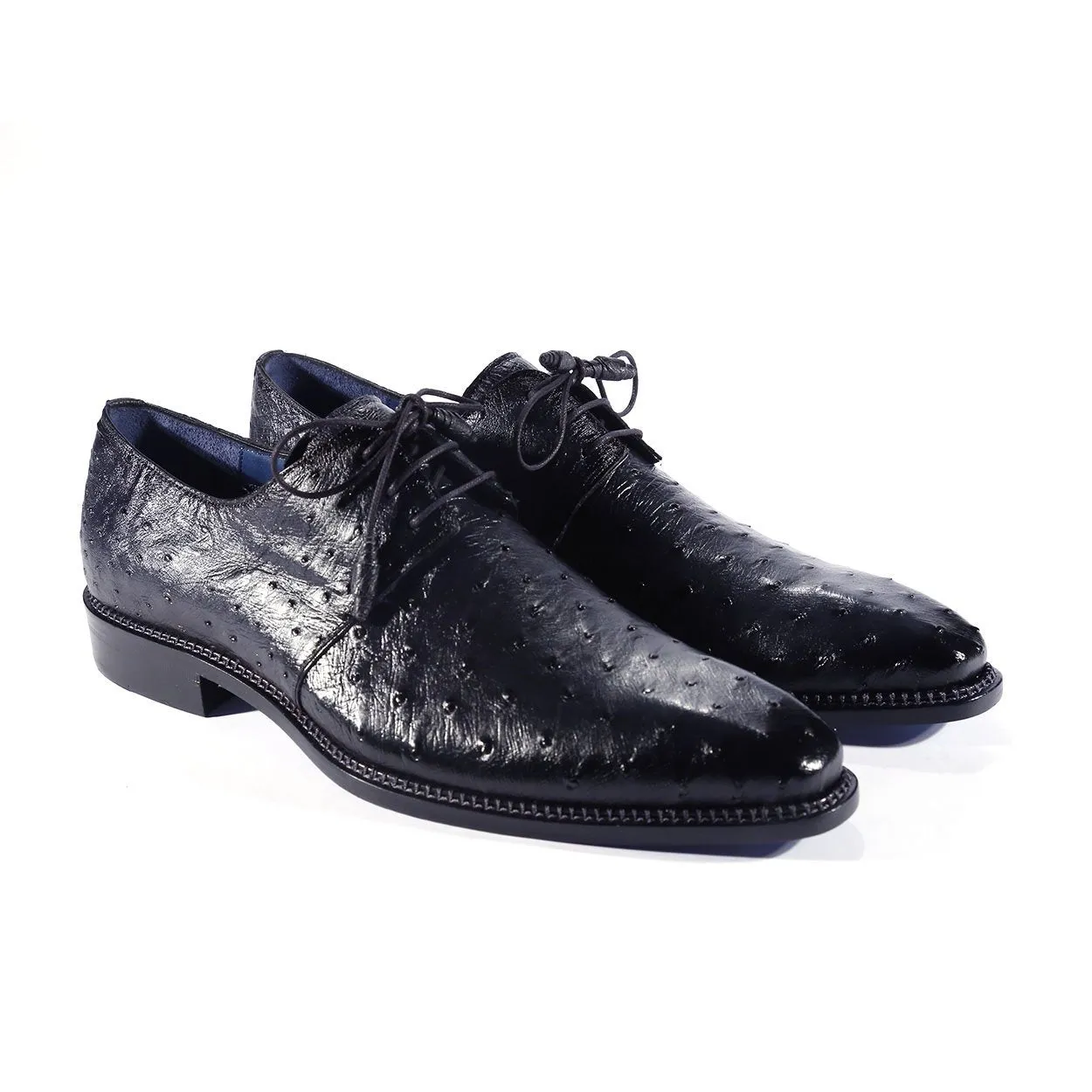 Mezlan 4732-S Tillson Men's Shoes Navy Blue Exotic Ostrich Derby Oxfords (MZ3302)