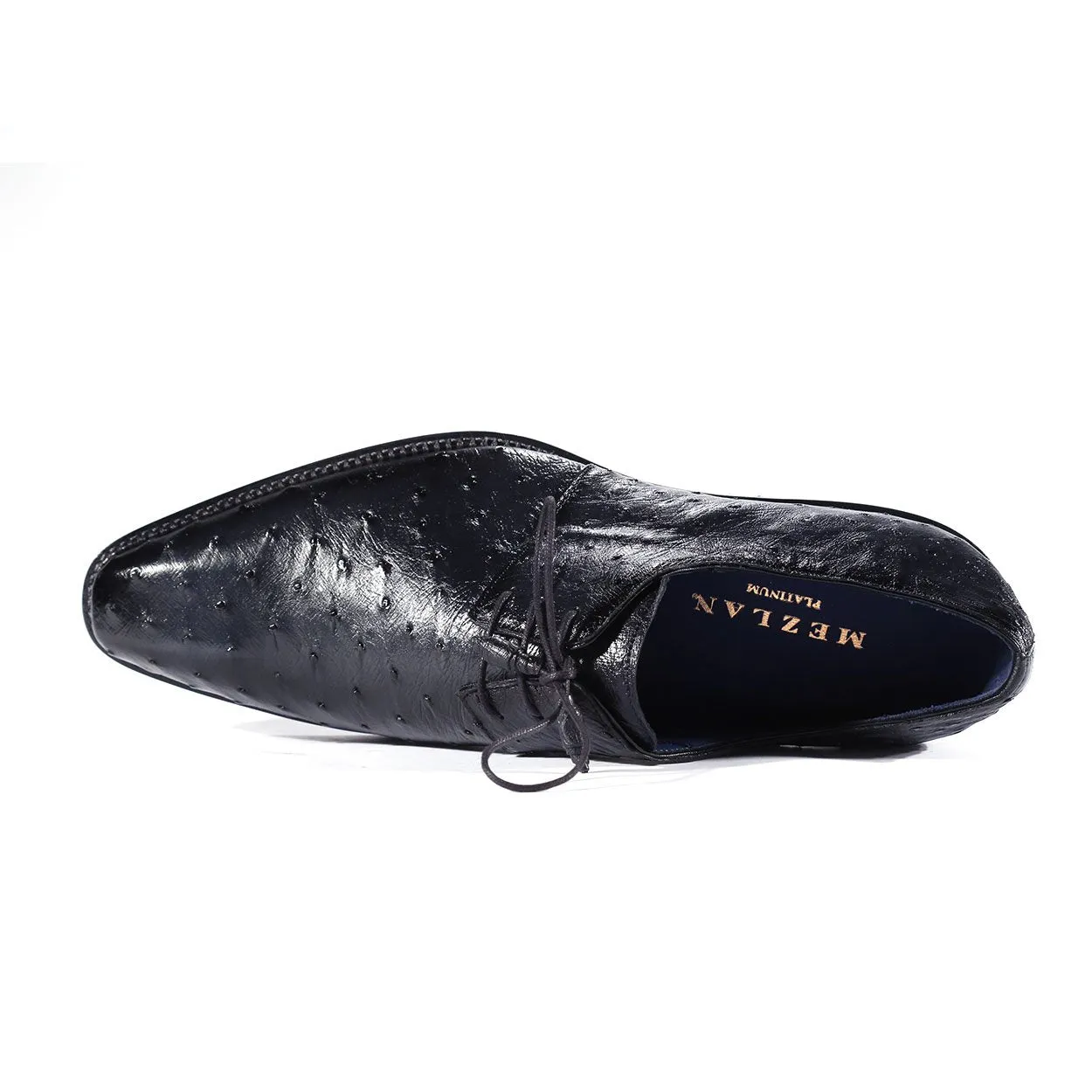 Mezlan 4732-S Tillson Men's Shoes Navy Blue Exotic Ostrich Derby Oxfords (MZ3302)