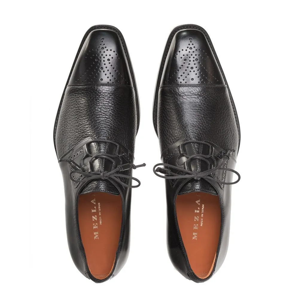 Mezlan S20069 Men's Shoes Black Deer-Skin / Calf-Skin Leather Derby Oxfords (MZ3398)