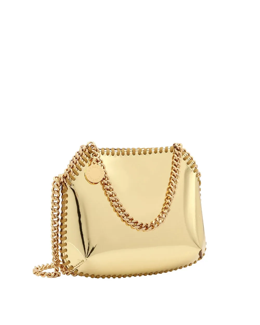 Mirrored Logo Charm Mini Shoulder Bag in Gold