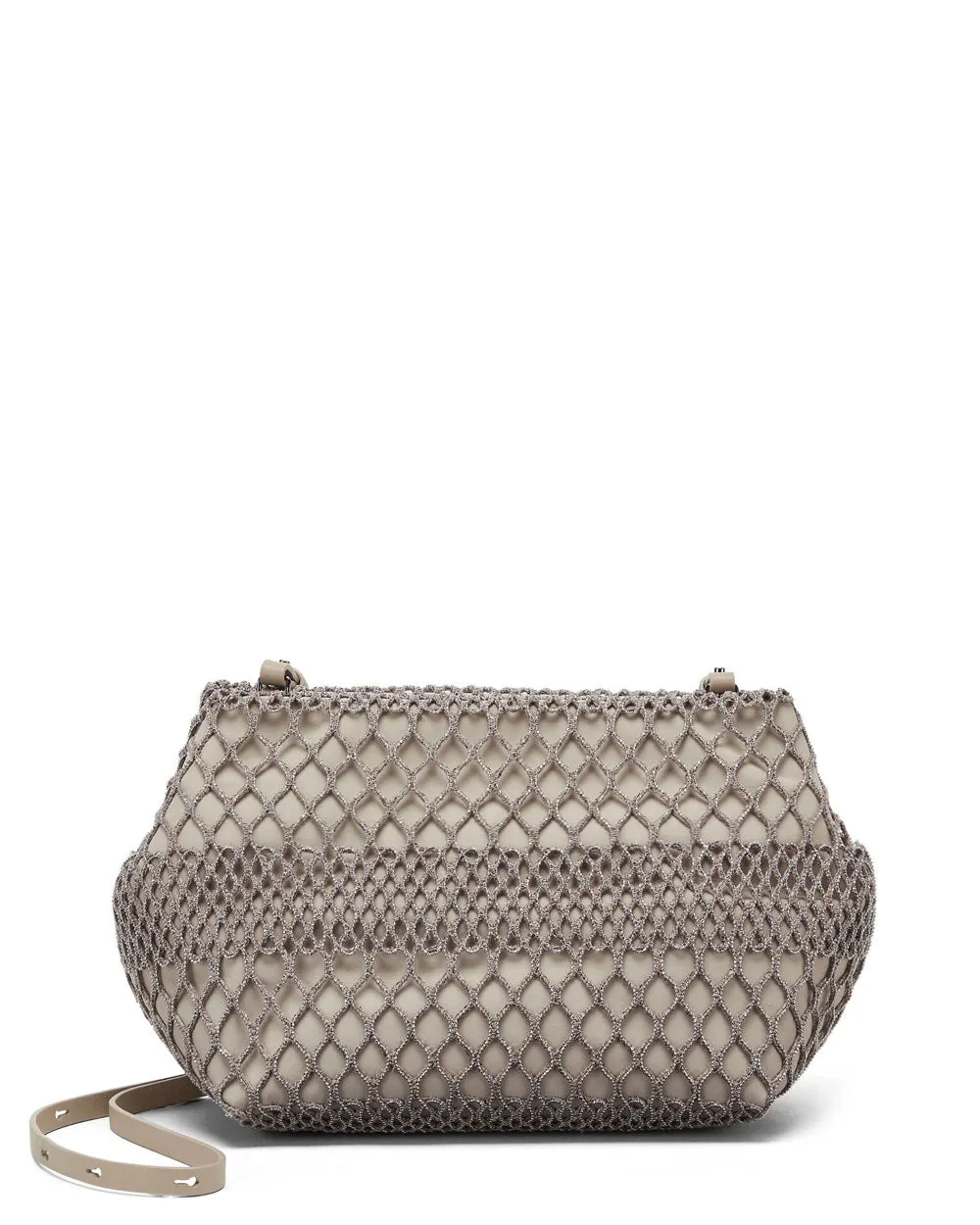 Monili-Chain Mesh Shoulder Bag in Dark Beige