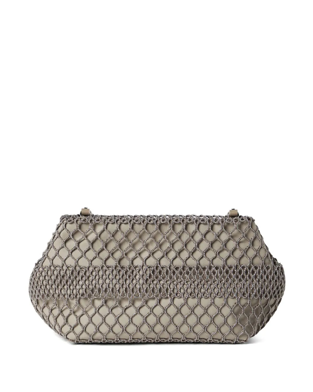 Monili-Chain Mesh Shoulder Bag in Dark Beige