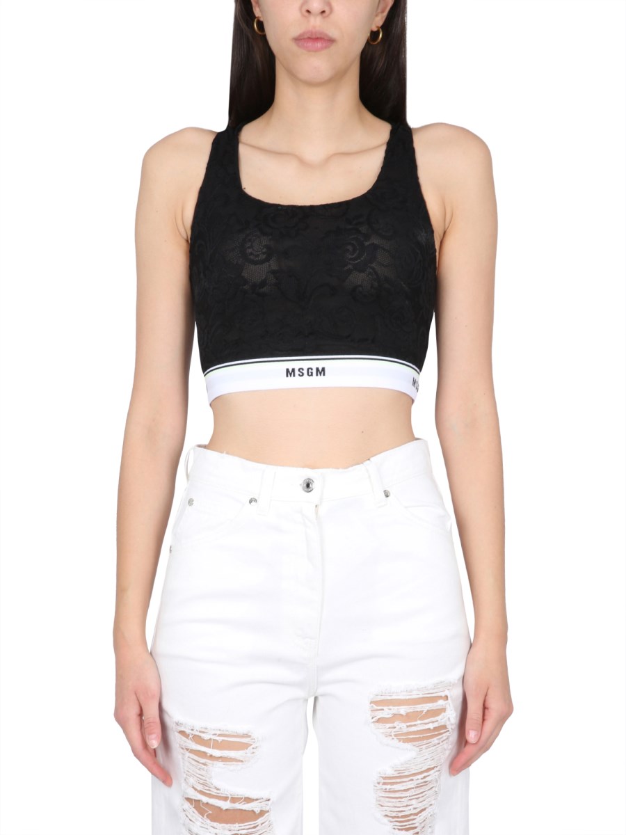 MSGM    LACE BRASSIERE WITH ELASTIC BAND