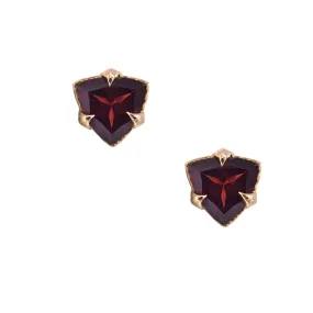 MYSTICAL CROWN TRILLION STUDS, GARNET 10KY