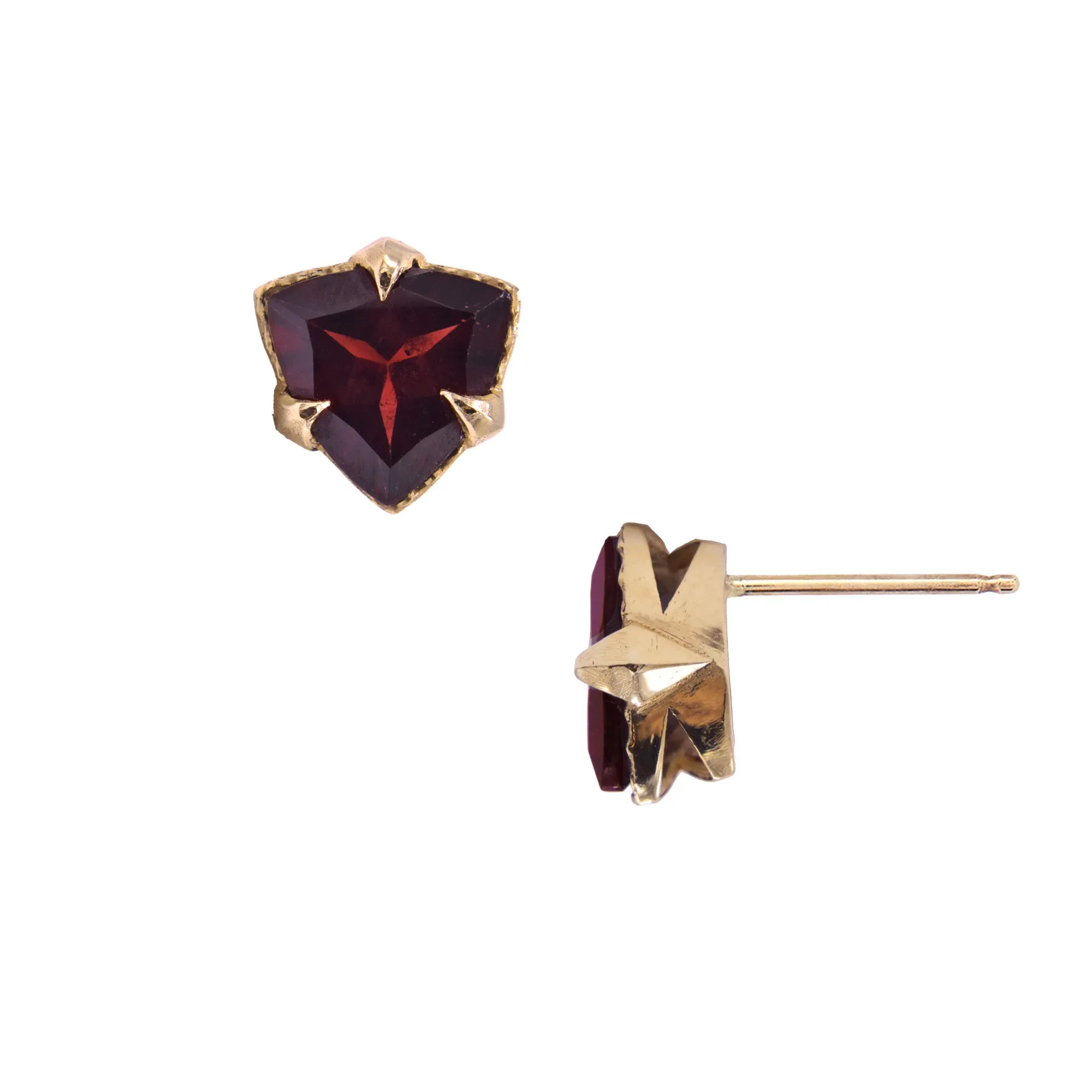 MYSTICAL CROWN TRILLION STUDS, GARNET 10KY