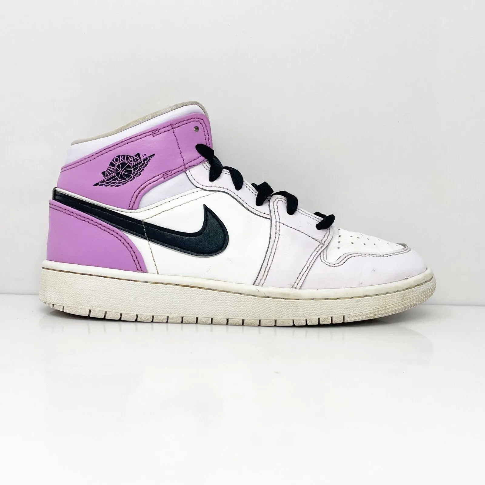 Nike Boys Air Jordan 1 Mid DQ8423-501 White Basketball Shoes Sneakers Size 5Y