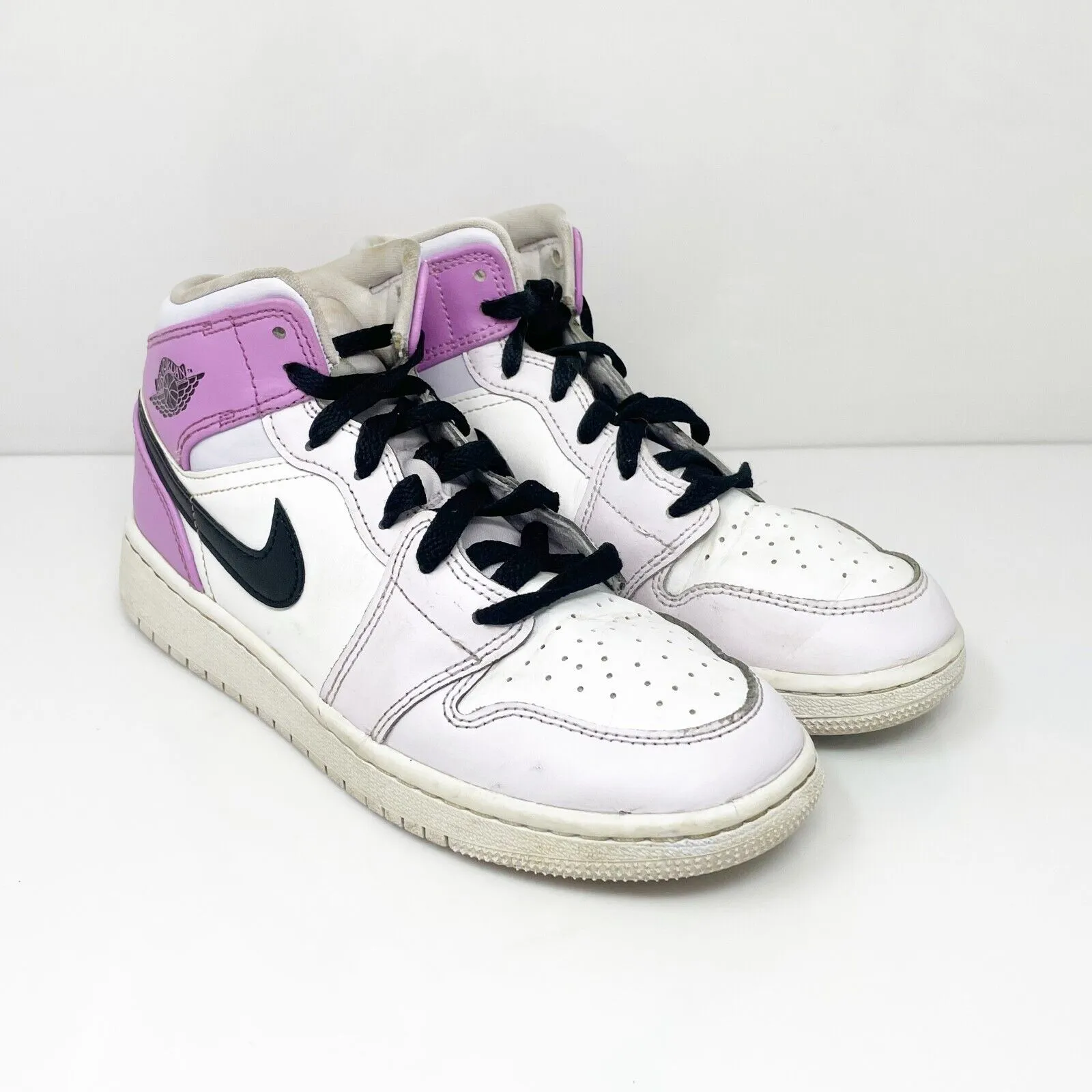 Nike Boys Air Jordan 1 Mid DQ8423-501 White Basketball Shoes Sneakers Size 5Y