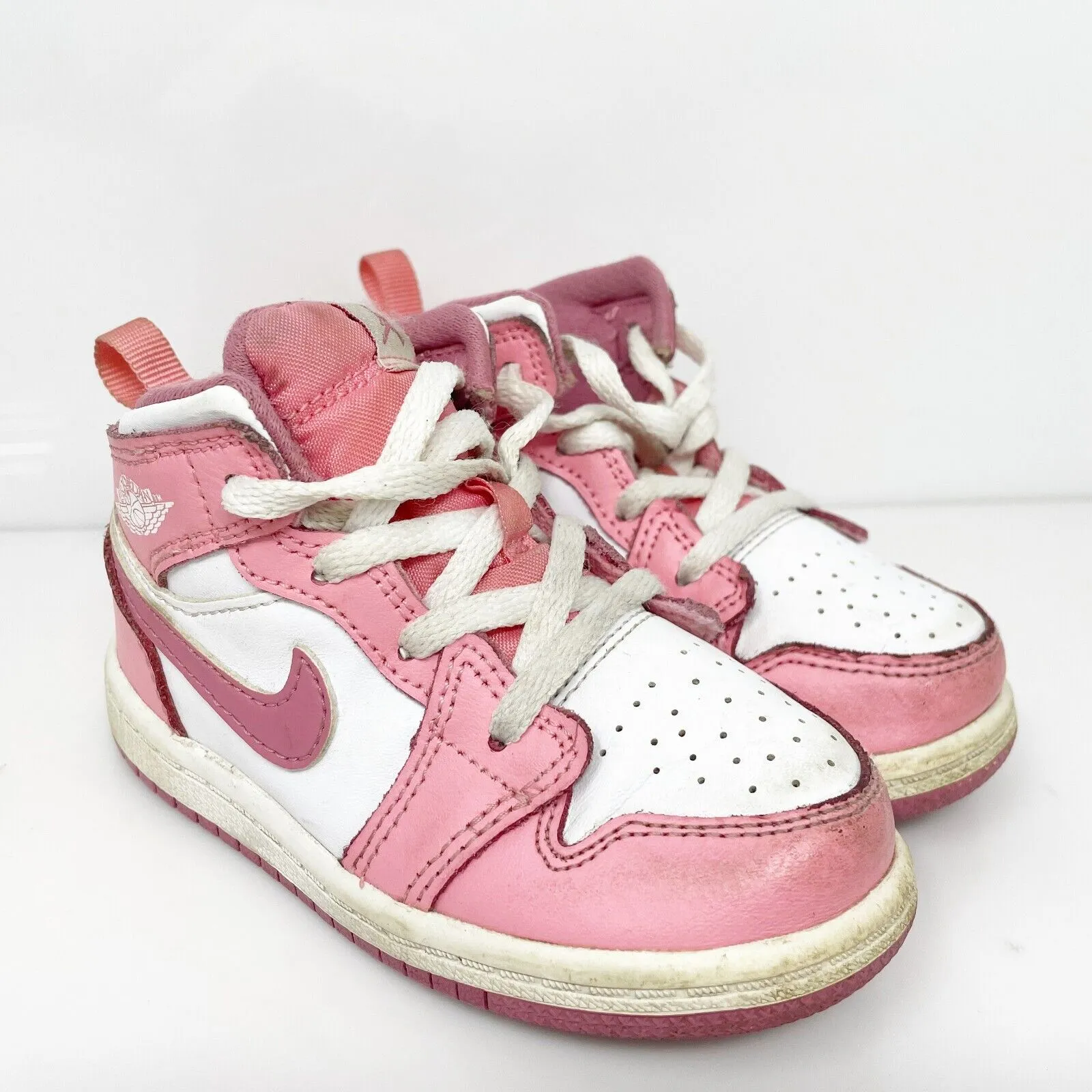 Nike Boys Air Jordan 1 Mid DQ8425-616 White Basketball Shoes Sneakers Size 7C