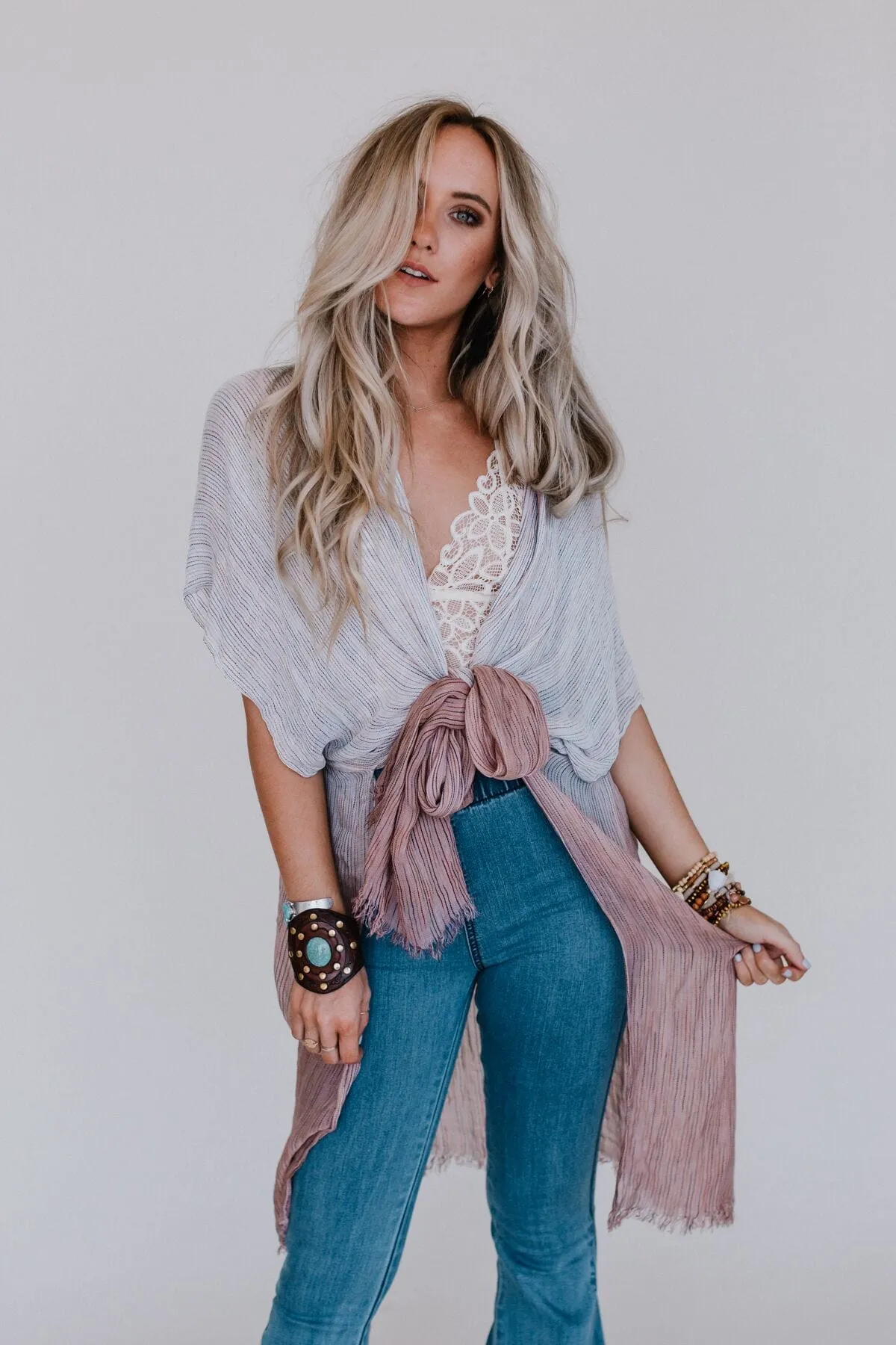 Ocean Eyes Ombre Kimono - Rose