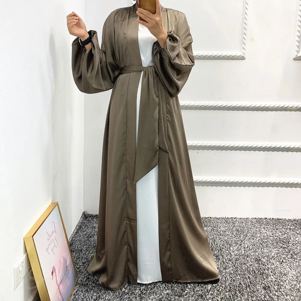 Open Abaya Muslim Robe Longue Kimono