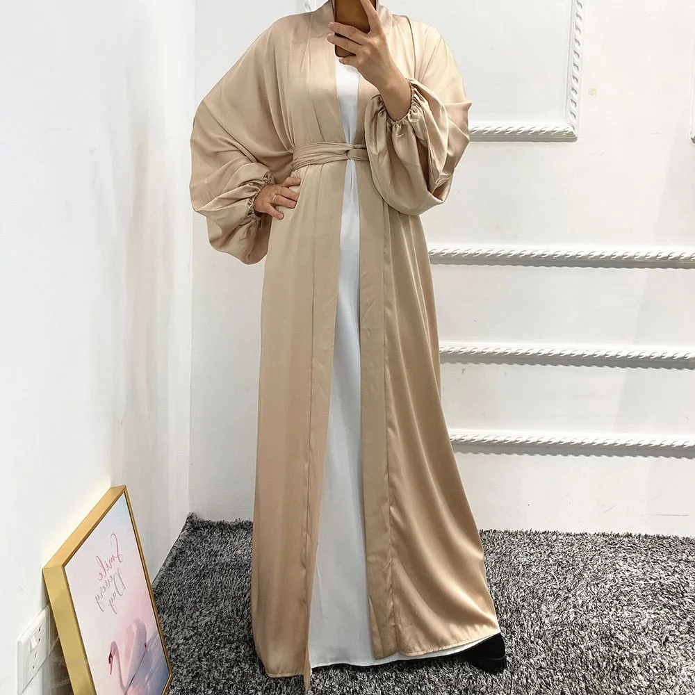 Open Abaya Muslim Robe Longue Kimono