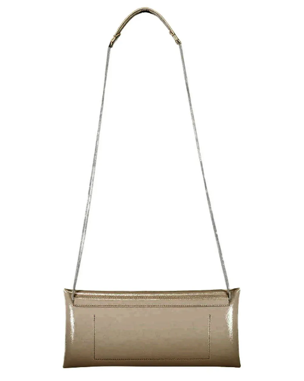 Patent Leather Foldover Clutch in Brown