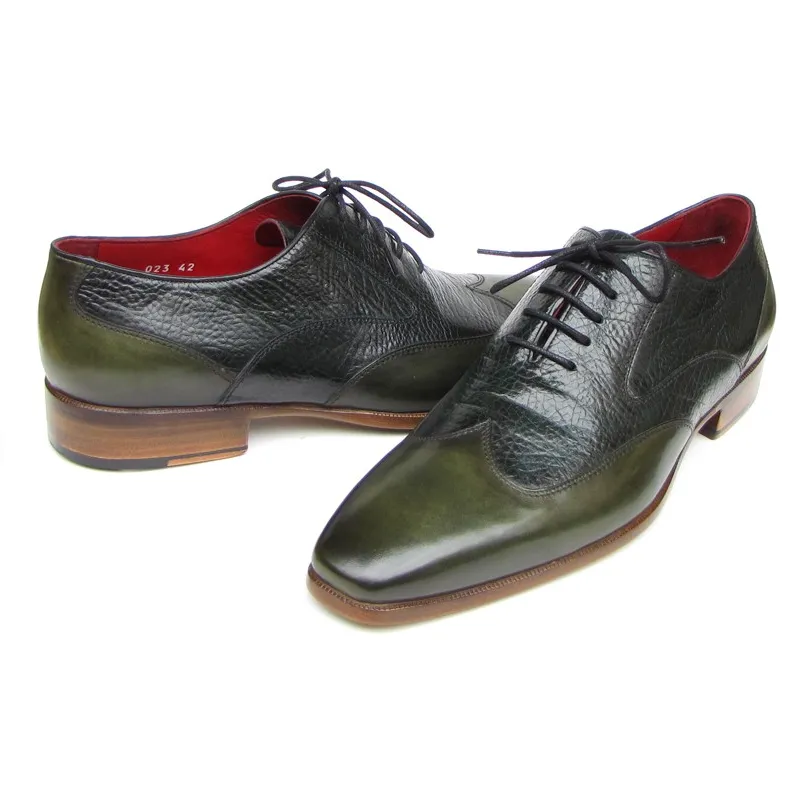 Paul Parkman Floater Leather Wingtip Oxfords Green