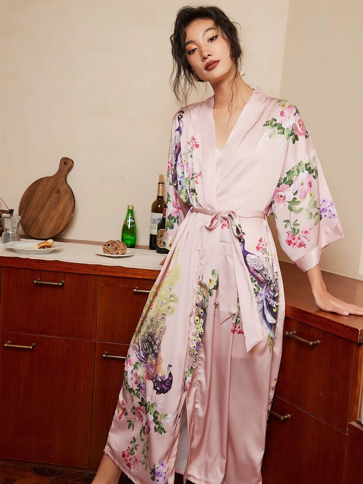 Peacock Pink Kimono Robe