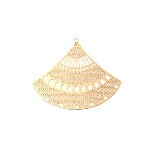 Pendants, Fan-Shaped, Laser-Cut, Single-Sided, Light Gold, Enameled, Iron, 5cm