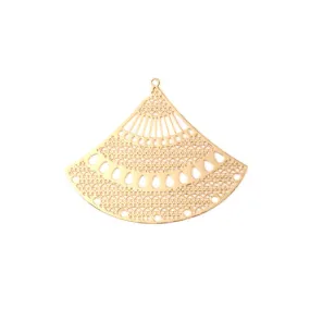 Pendants, Fan-Shaped, Laser-Cut, Single-Sided, Light Gold, Enameled, Iron, 5cm