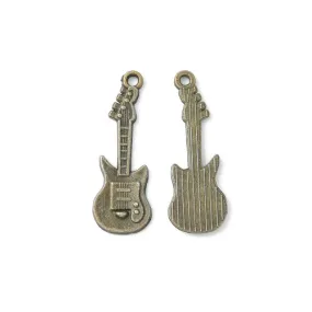 Pendants, Tibetan Style, Guitar, Single-Sided, Antique Bronze, 31mm