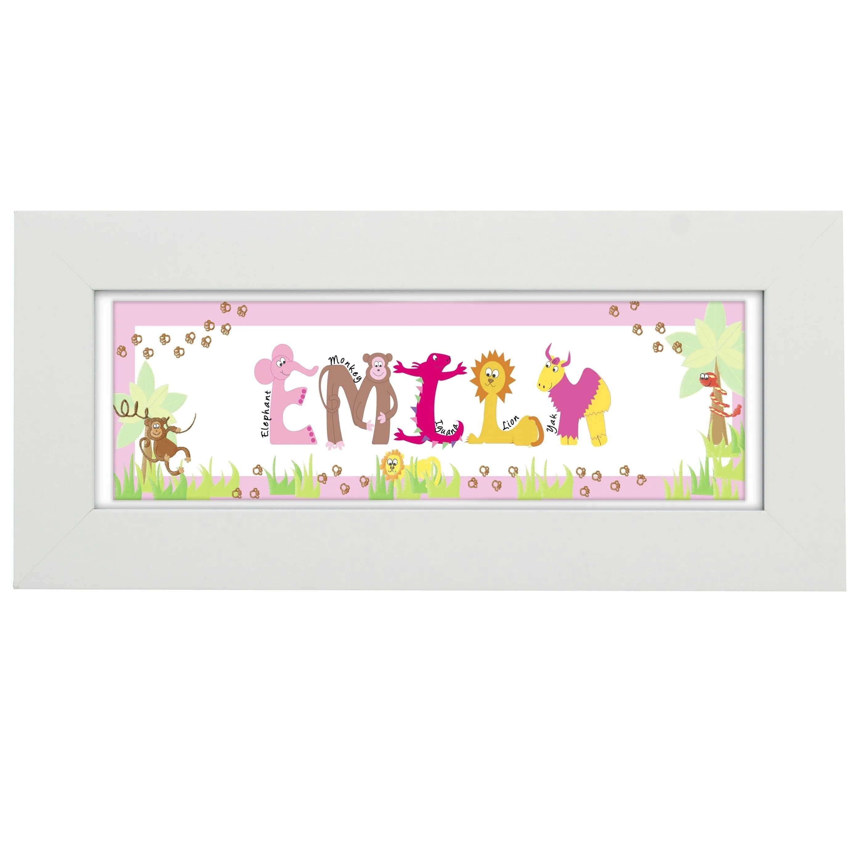 Personalised Pink Animal Alphabet Name Frame