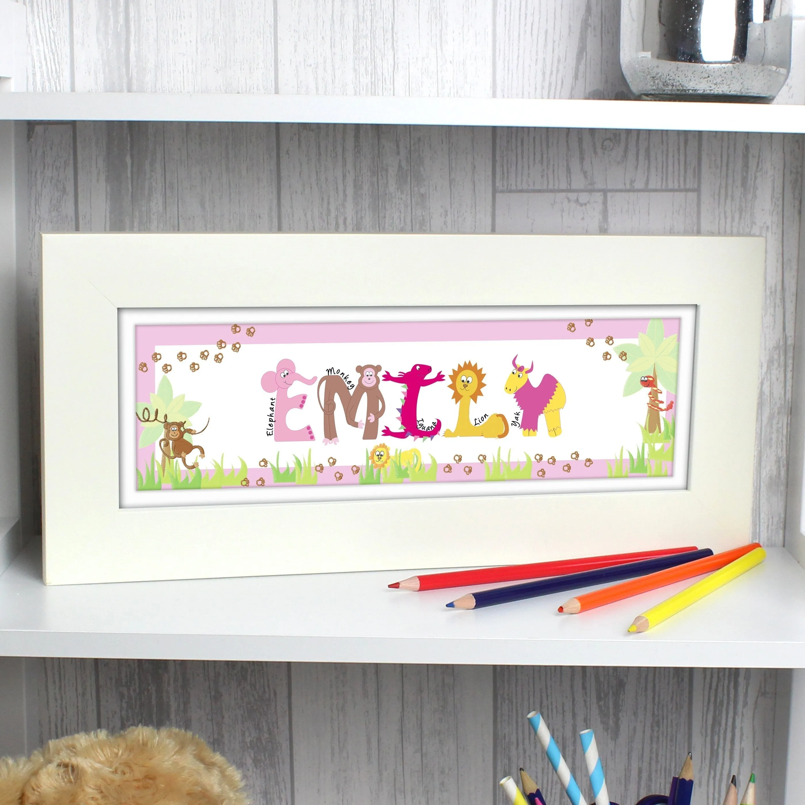 Personalised Pink Animal Alphabet Name Frame