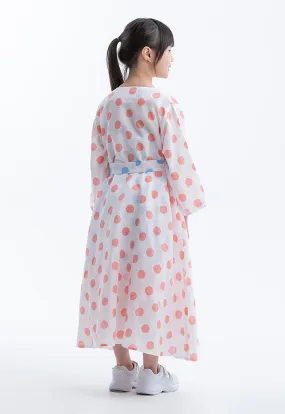 Polka Dot Printed Inner Dress With Kimono Set