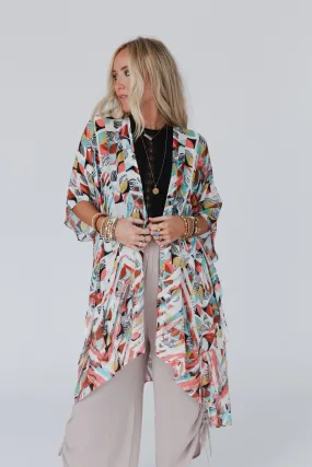 Retro Geo Kimono - Mint