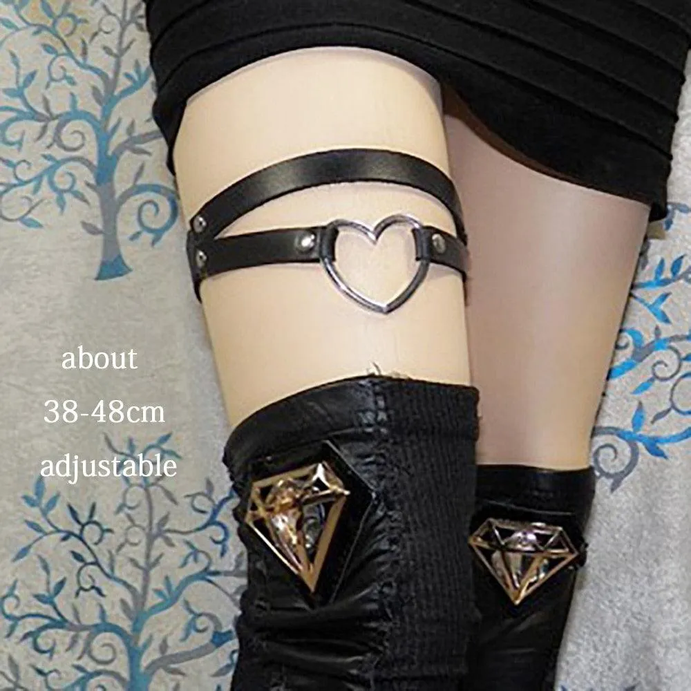 Rock Leather Garter Belt Elastic Leg