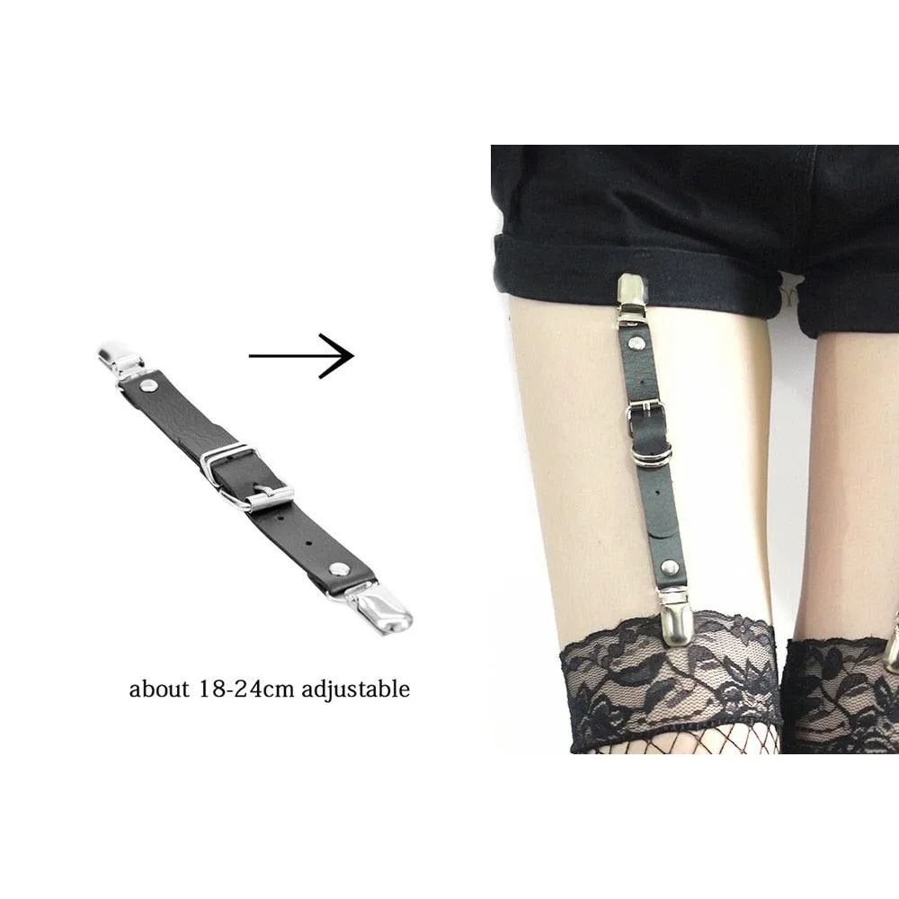 Rock Leather Garter Belt Elastic Leg