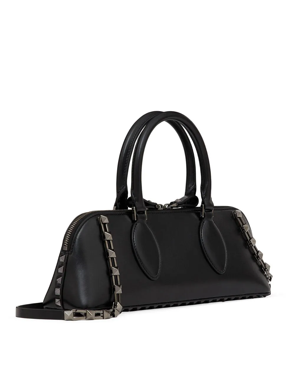 Rockstud Calfskin Shoulder Bag in Nero