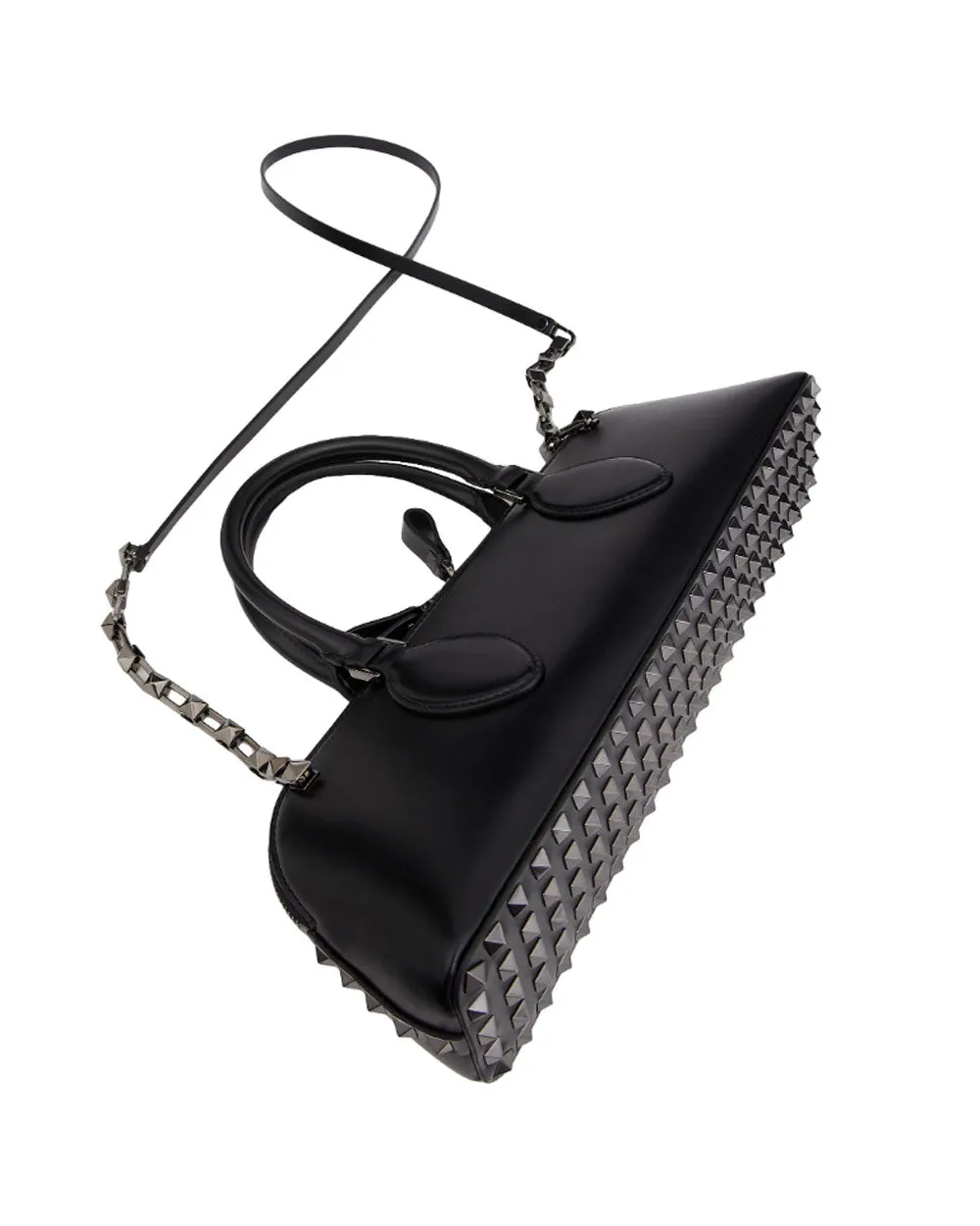 Rockstud Calfskin Shoulder Bag in Nero