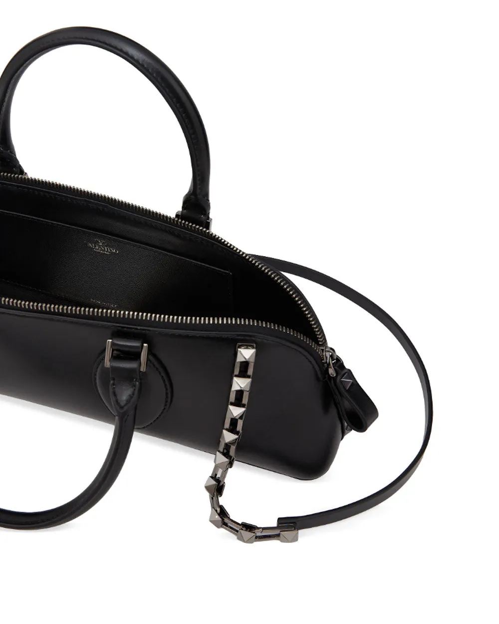 Rockstud Calfskin Shoulder Bag in Nero