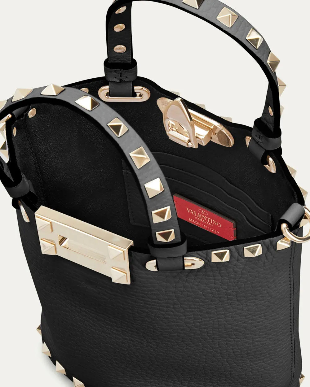 Rockstud Hobo Crossbody in Nero