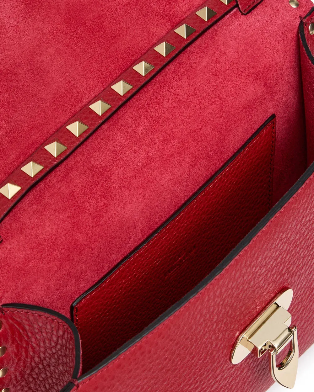 Rockstud Leather Crossbody Bag in Rosso