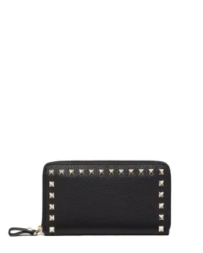 Rockstud Zip Around Wallet in Nero