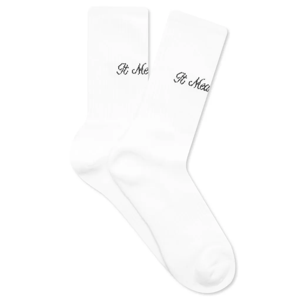 Script Logo Socks - White